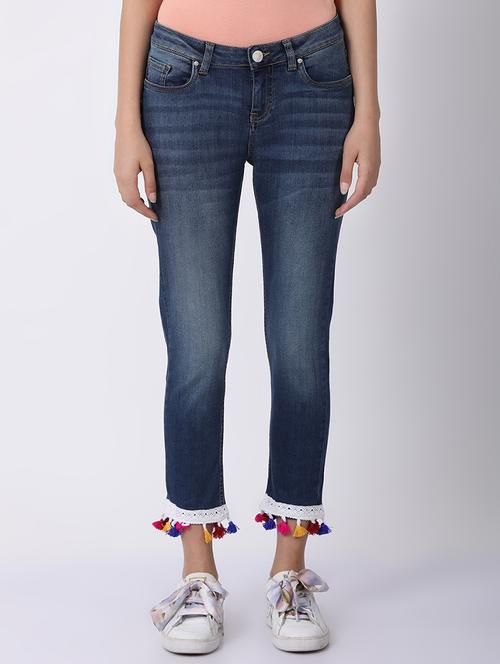 tassel laced hem jeans  - 16504541 - Very Small Image - 1