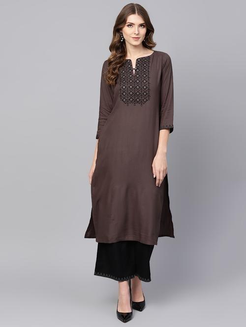 embroidered straight kurta - 16504821 - Very Small Image - 1