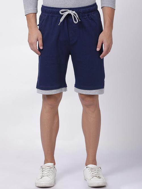 navy blue solid shorts - 16504907 - Very Small Image - 1