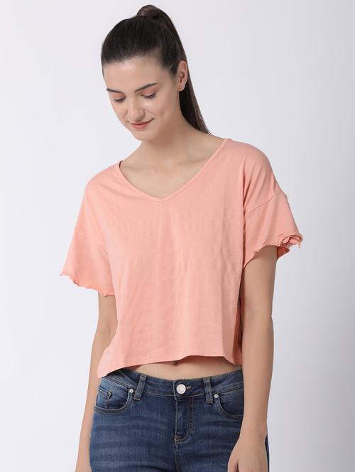 drop shoulder solid tee  - 16505704 - Very Small Image - 1