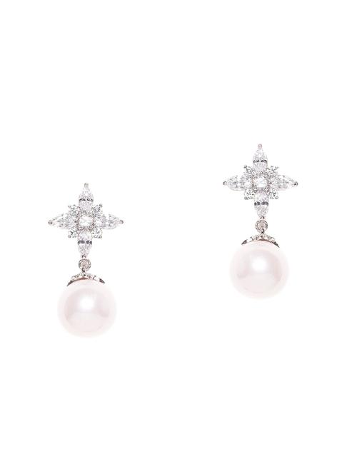 white brass drop earring - 16506366 - Very Small Image - 1