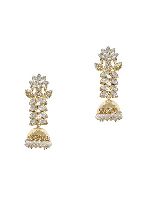 gold metal jhumka earring - 16506571 - Very Small Image - 1