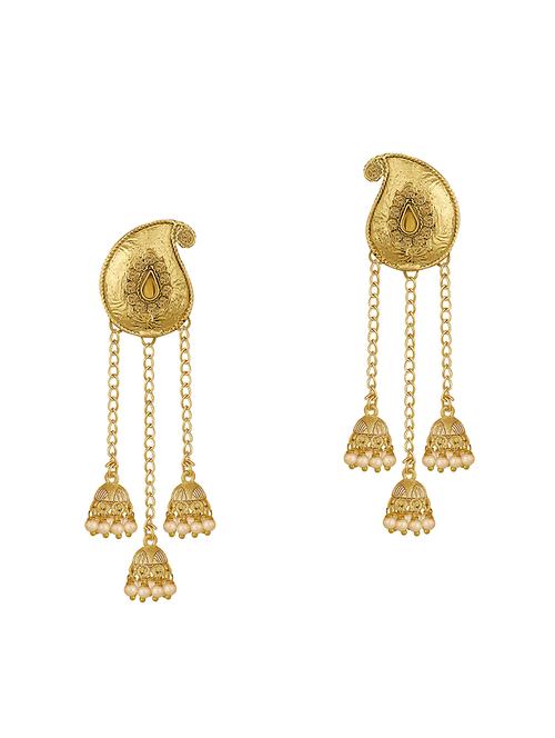 gold metal drop earring - 16506630 - Very Small Image - 1