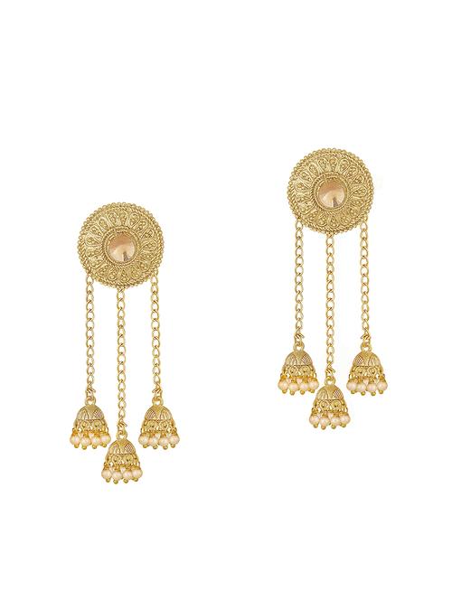 gold metal drop earring - 16506632 - Very Small Image - 1