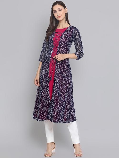 printed a-line kurta - 16506822 - Very Small Image - 1