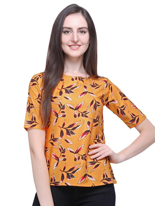 round neck leaf print top  - 16508484 - Very Small Image - 1