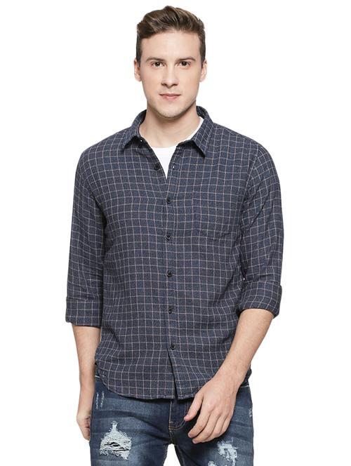 grey checkered casual shirt - 16508627 - Very Small Image - 1