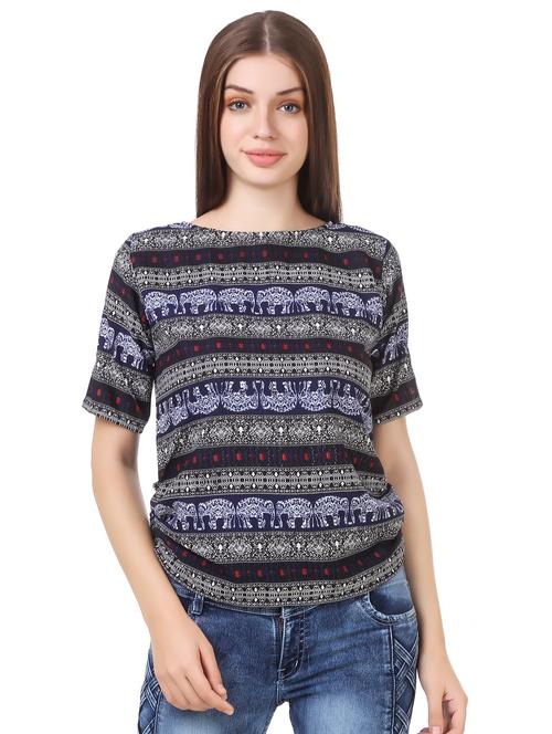 round neck printed top  - 16509078 - Very Small Image - 1