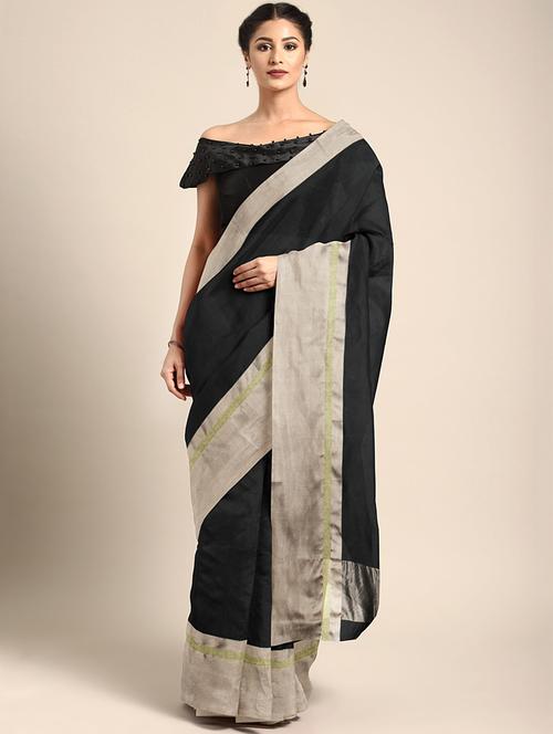 solid plain saree with blouse - 16510080 - Very Small Image - 1