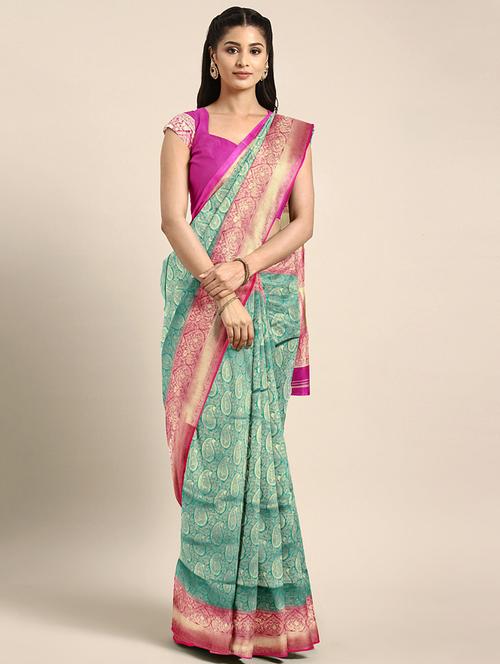 paisley woven saree with blouse - 16510129 - Very Small Image - 1