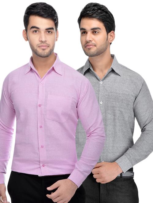pink and grey solid combo formal shirts - 16510228 - Very Small Image - 1