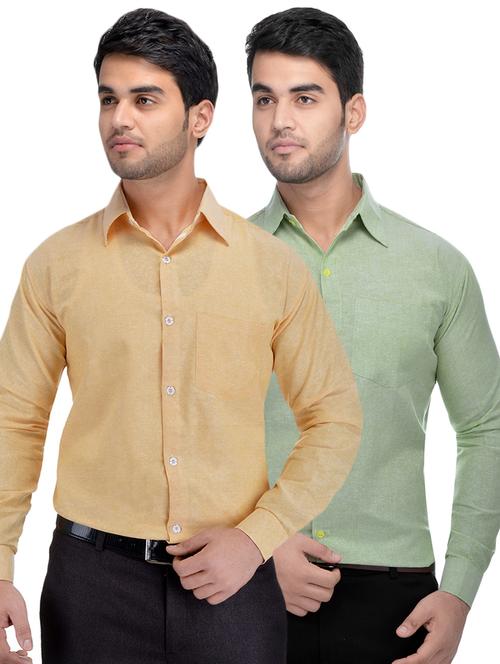 yellow and green solid combo formal shirts - 16510243 - Very Small Image - 1