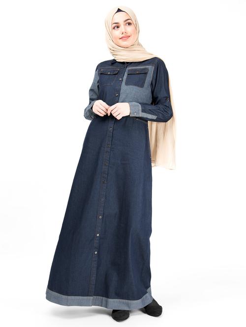 denim a-line cloaks & abaya - 16511783 - Very Small Image - 1