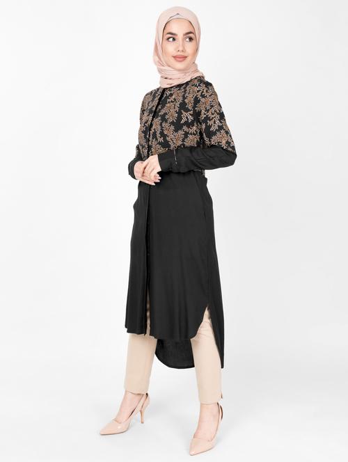 embroidered high low hijab dress - 16512909 - Very Small Image - 1