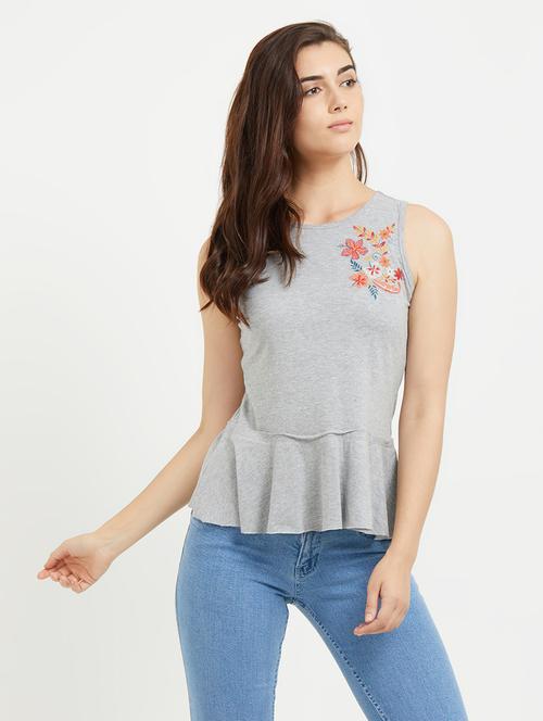 embroidered detail solid top  - 16513102 - Very Small Image - 1