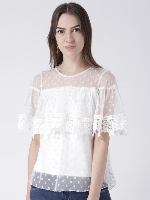 cape sleeved polka dot top  - 16513103 - Very Small Image - 1