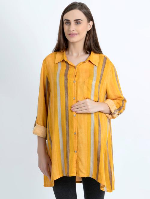 pocket patch striped maternity wear tunic - 16514968 - Very Small Image - 1