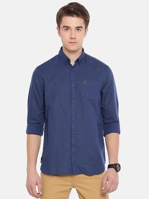 navy blue printed casual shirt - 16515046 - Very Small Image - 1