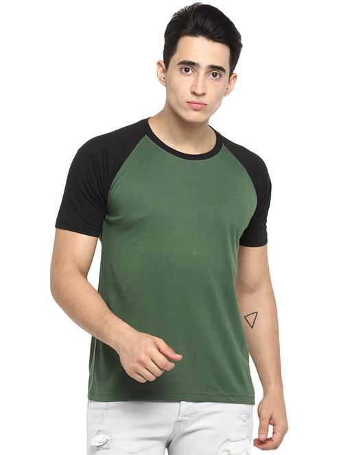 olive green color block raglan t-shirt - 16517943 - Very Small Image - 1