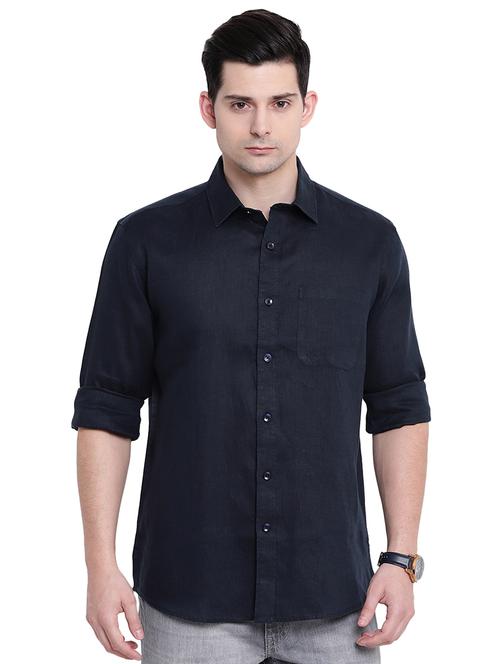 black linen casual shirt - 16518064 - Very Small Image - 1