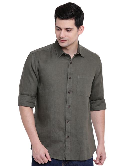 green linen casual shirt - 16518065 - Very Small Image - 1