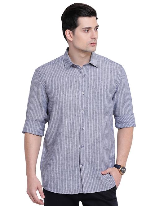 grey linen casual shirt - 16518071 - Very Small Image - 1