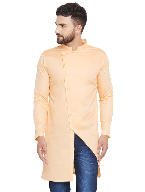 yellow solid asymmetric kurta - 16518668 - Very Small Image - 1