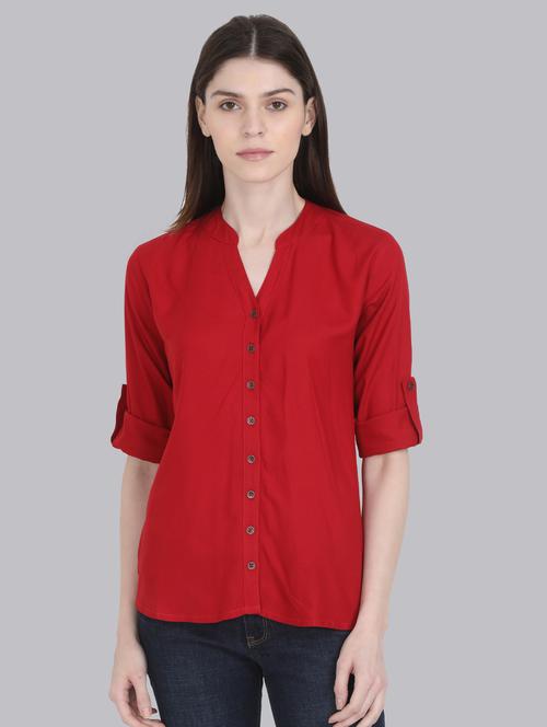 roll up sleeved mandarin neck shirt - 16519182 - Very Small Image - 1