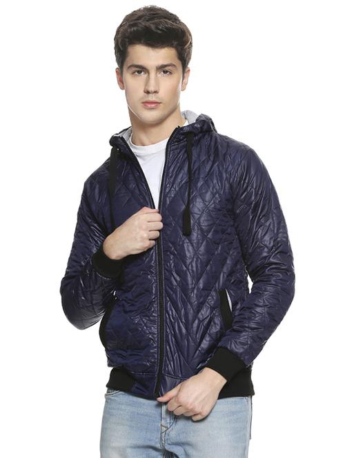 blue solid quilted jacket - 16519234 - Very Small Image - 1