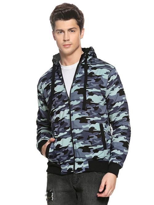light blue camouflage print casual jacket - 16519236 - Very Small Image - 1