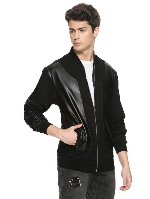 black solid casual jacket - 16519238 - Very Small Image - 1