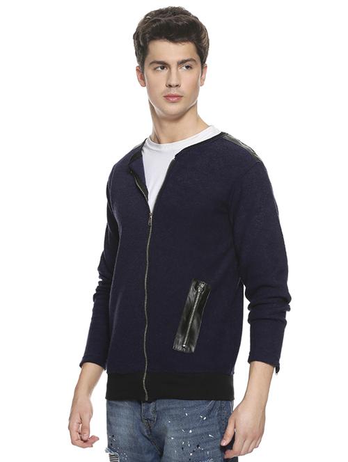 navy blue solid casual jacket - 16519243 - Very Small Image - 1