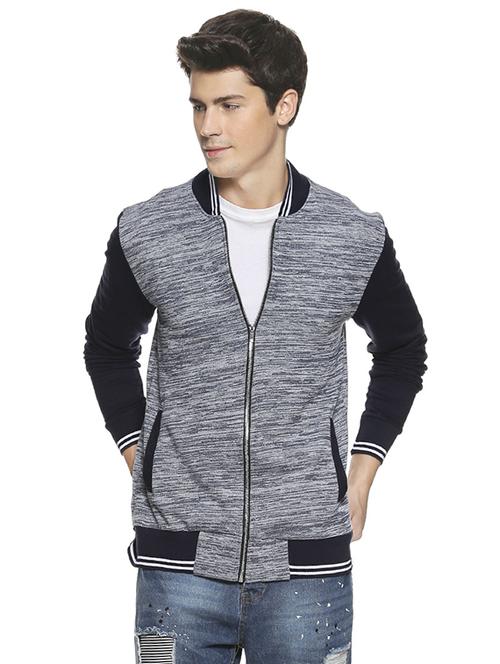 grey color block bomber jacket - 16519266 - Very Small Image - 1