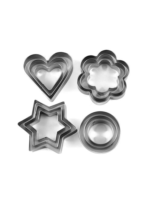 stainless steel cutters heart flower round star shapes for cookies set of 12 pcs - 16519512 - Very Small Image - 1