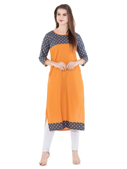 printed yoke straight kurta - 16520089 - Very Small Image - 1
