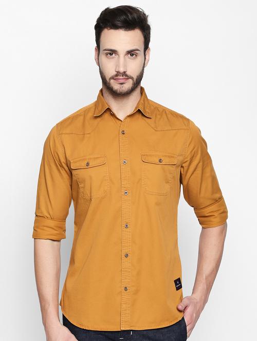 yellow solid casual shirt - 16521332 - Very Small Image - 1