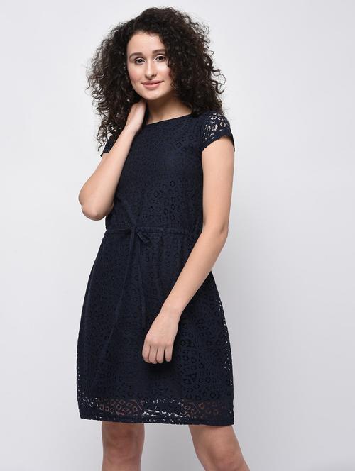 tie knot front laced blouson dress - 16523857 - Very Small Image - 1