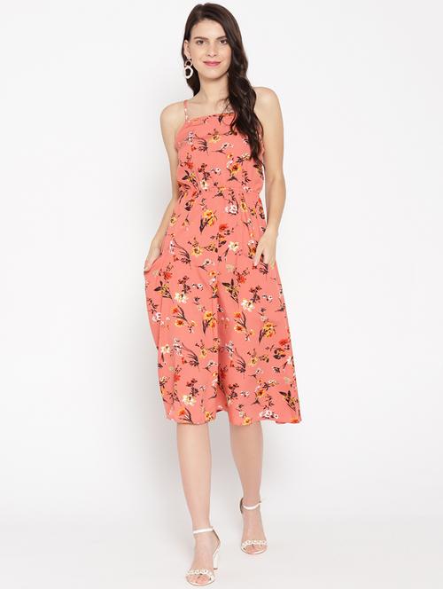 styled back floral a-line dress - 16524140 - Very Small Image - 1