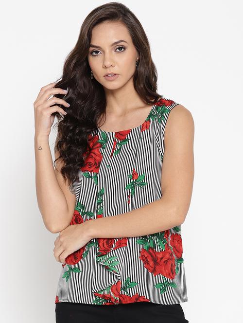 round neck ruffled floral top  - 16524162 - Very Small Image - 1