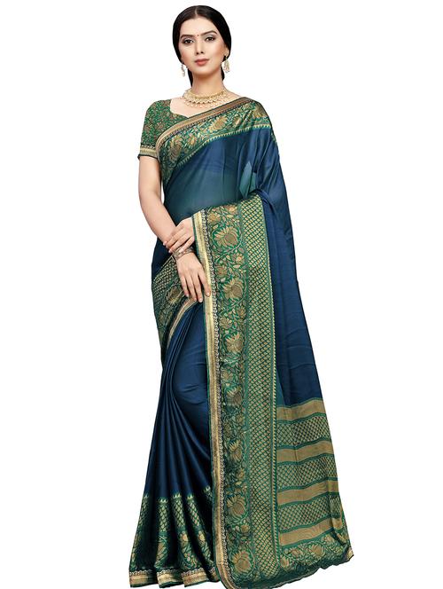solid printed saree with blouse - 16524771 - Very Small Image - 1