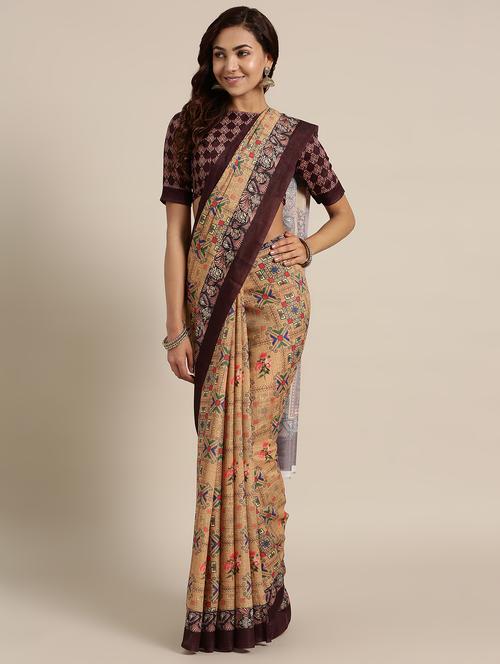 conversational printed saree with blouse - 16528470 - Very Small Image - 1