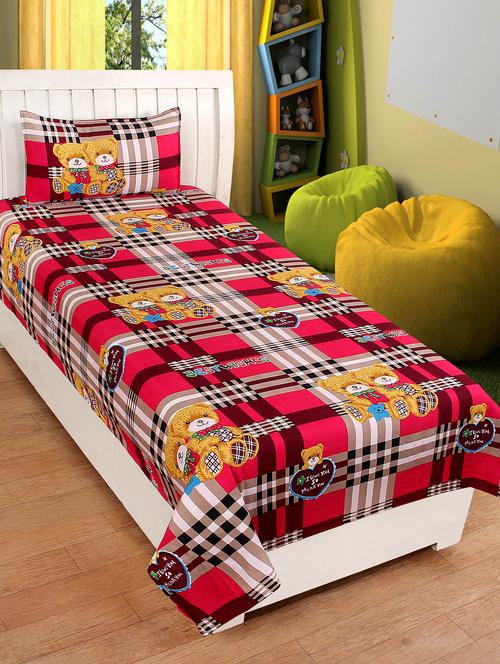 cotton printed single bedsheet with 1 pillow cover - 16529878 - Very Small Image - 1