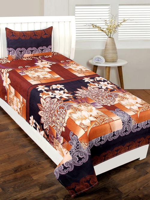 cotton printed single bedsheet with 1 pillow cover - 16529892 - Very Small Image - 1