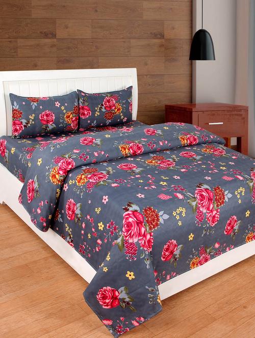 dreamshomes elegant design cotton printed double bedsheet with 2 pillow cover - 16529917 - Very Small Image - 1