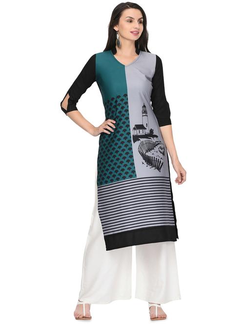 printed straight kurta - 16530028 - Very Small Image - 1