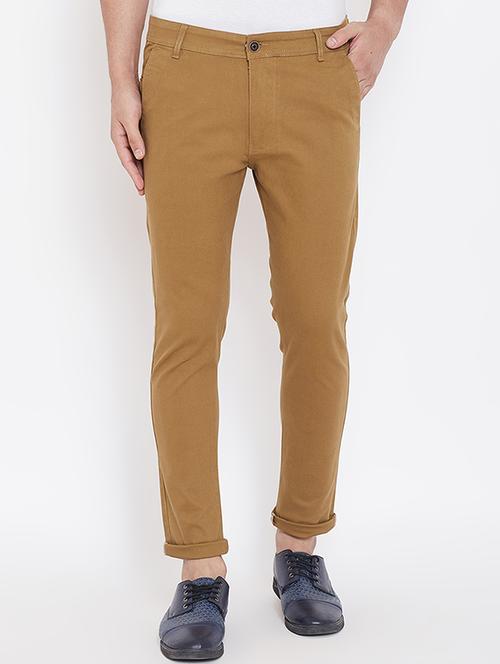 brown solid chinos - 16530039 - Very Small Image - 1