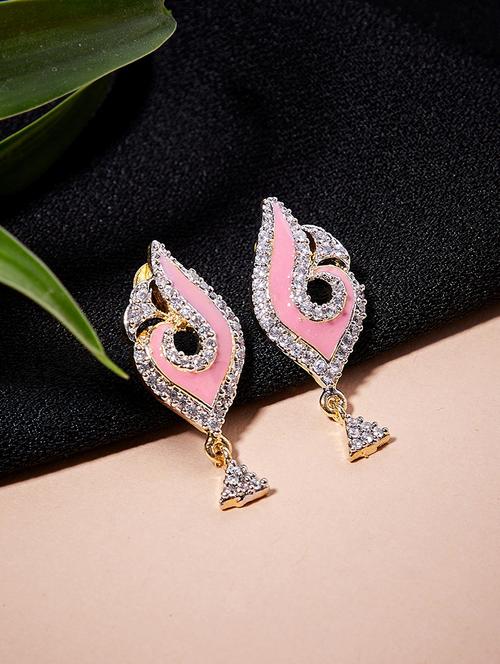 pink metal jhumka earring - 16532393 - Very Small Image - 1