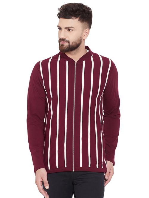 brown  striped front open t-shirt - 16533969 - Very Small Image - 1
