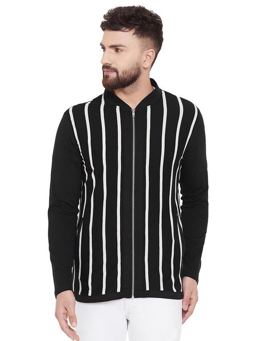 black striped front open t-shirt - 16533970 - Very Small Image - 1