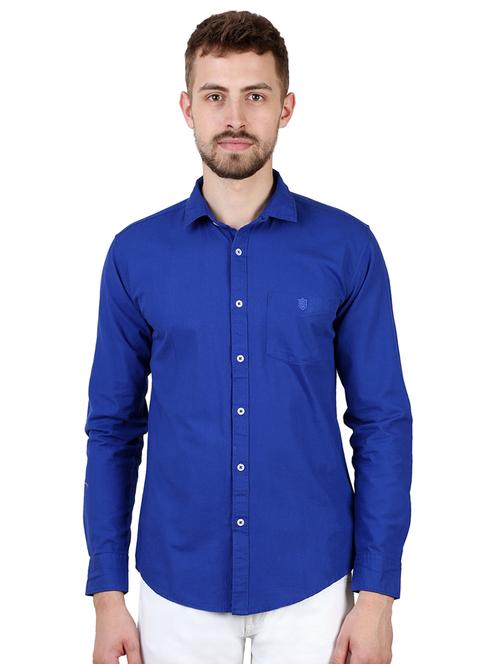 blue solid casual shirt - 16534211 - Very Small Image - 1